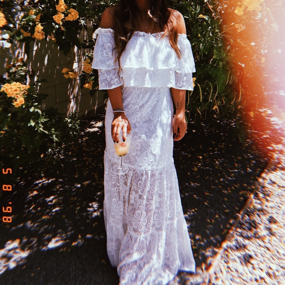 White bb Dakota off the shoulder dress